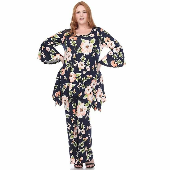 Plus Size White Mark Floral Bell Sleeve Tunic And Pant Set Red 11 Plus Size White Mark Floral Bell Sleeve Tunic And Pant Set Red - Image 9