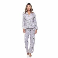 Women's White Mark 2-piece Long Sleeve Pajama Top & Pajama Pants Set Blue