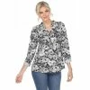 Women's White Mark Pleated Floral Print Blouse Mint