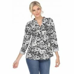 Women's White Mark Pleated Floral Print Blouse Mint -White Mark Sales unnamed file 651
