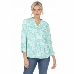 Women's White Mark Pleated Floral Print Blouse Mint -White Mark Sales unnamed file 653
