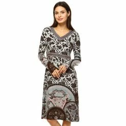 Women's White Mark Print Midi Sweaterdress Brown