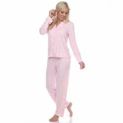 Women's White Mark 2-Piece Top & Bottoms Pajama Set Pink -White Mark Sales unnamed file 691