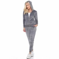 Women's White Mark 2-piece Velour Hoodie & Jogger Pants Set Pink -White Mark Sales unnamed file 7