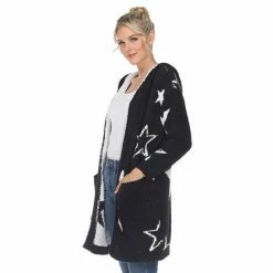 Women's White Mark Star Print Hooded Cardigan Camel White Stars -White Mark Sales unnamed file 707