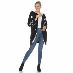 Women's White Mark Star Print Hooded Cardigan Camel White Stars -White Mark Sales unnamed file 708