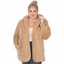 Plus Size White Mark Plush Hooded Cardigan Navy