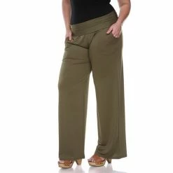 Plus Size White Mark Solid Palazzo Pants Black White Paisley -White Mark Sales unnamed file 809