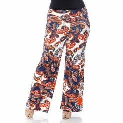 Plus Size White Mark Solid Palazzo Pants Black White Paisley -White Mark Sales unnamed file 813