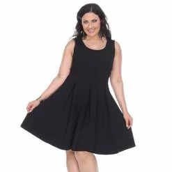Plus Size White Mark Pleated Fit & Flare Dress 17 Plus Size White Mark Pleated Fit & Flare Dress -White Mark Sales unnamed file 839