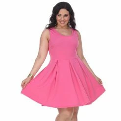 Plus Size White Mark Pleated Fit & Flare Dress 19 Plus Size White Mark Pleated Fit & Flare Dress -White Mark Sales unnamed file 841