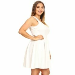 Plus Size White Mark Pleated Fit & Flare Dress 21 Plus Size White Mark Pleated Fit & Flare Dress -White Mark Sales unnamed file 843