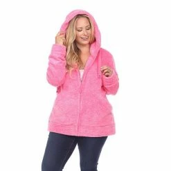 Plus Size White Mark Hooded Sherpa Jacket Pink -White Mark Sales unnamed file 888