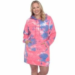 Plus Size White Mark Tie-Dye Hoodie Sweatshirt Dress Pink -White Mark Sales unnamed file 895