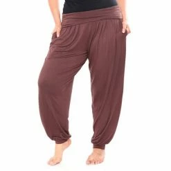 Plus Size White Mark Harem Pants Brown