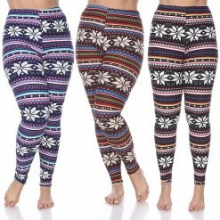 Plus Size White Mark 3 Pack Printed Leggings Pack 152 Multi -White Mark Sales unnamed file 962