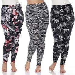 Plus Size White Mark 3 Pack Printed Leggings Pack 152 Multi -White Mark Sales unnamed file 963