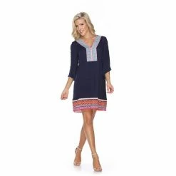 Women's White Mark Gabrielle Embroidered Dress Navy -White Mark Sales unnamed file 991